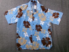Vintage C Two Shirt Men Extra Large Blue Tropical Hawaiian Floral Causal New 90s