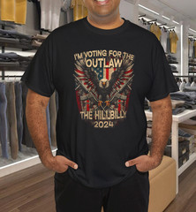 Womens I’m Voting For the Outlaw and the Hillbilly USA Flag T-Shirt