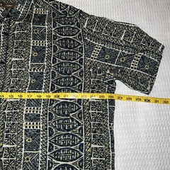 Natural Issue Hawaiian Tiki Aloha Shirt Mens Sz L Striped Aztec Geometric