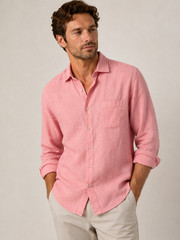 PETER MILLAR CROWN 100% Linen Long Sleeve Shirt Pink Men’s Size XL Button Down