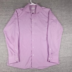 Eton Dress Shirt Mens 16.5 42 Purple Check Long Sleeve Cotton Romania Formal