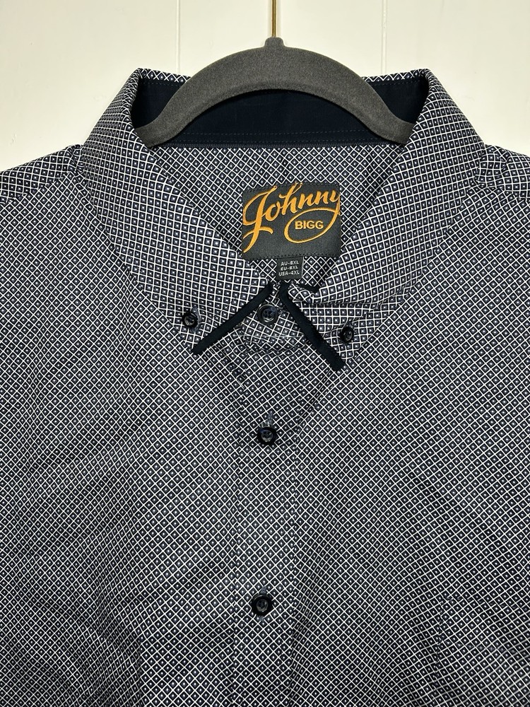 Johnny Bigg Button-Down Collar Long Sleeves Nixon Tile Print Navy Shirt 4XL NWT