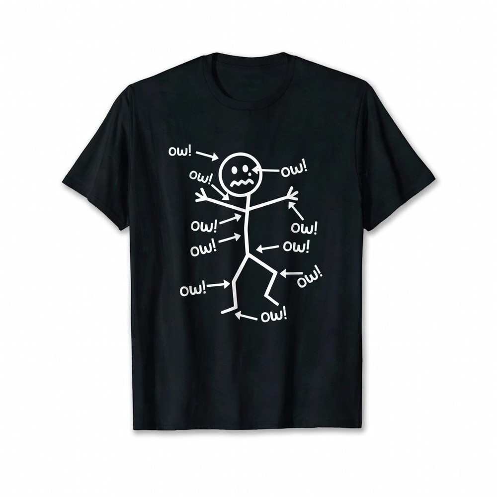 Stickman Ow Everything Hurts Funny Sarcastic Humorous Graphic Mens Cotton Tee