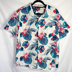 Southpole Tropical Flower Palm Leaf Button Front Hawaiian Shirt Mens sz X-LARGE