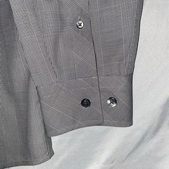 Ashworth Men’s Long Sleeve Linear Black/White Windowpane Dress Golf Shirt Large