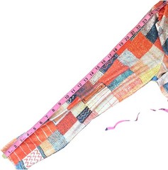 Artistic Patchwork Abstract Print Long Sleeve V-Neck Top Women’s Large Geometric