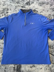 Peter Millar Blue Element E4 Wicking 1/4 Zip Golf Pullover Sz XL See Pics Logo