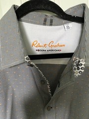Robert Graham Black & White Check Modern American Button Down Mens Size XL