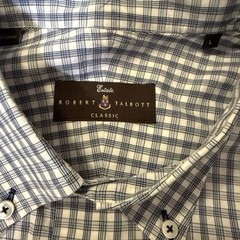 Robert Talbott Estate Classic Men’s L Blue White Check Cotton Dress Shirt