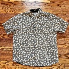 Tommy Bahama Positano Pineapple Button Front Camp Shirt Graphite Gray Sz Lg