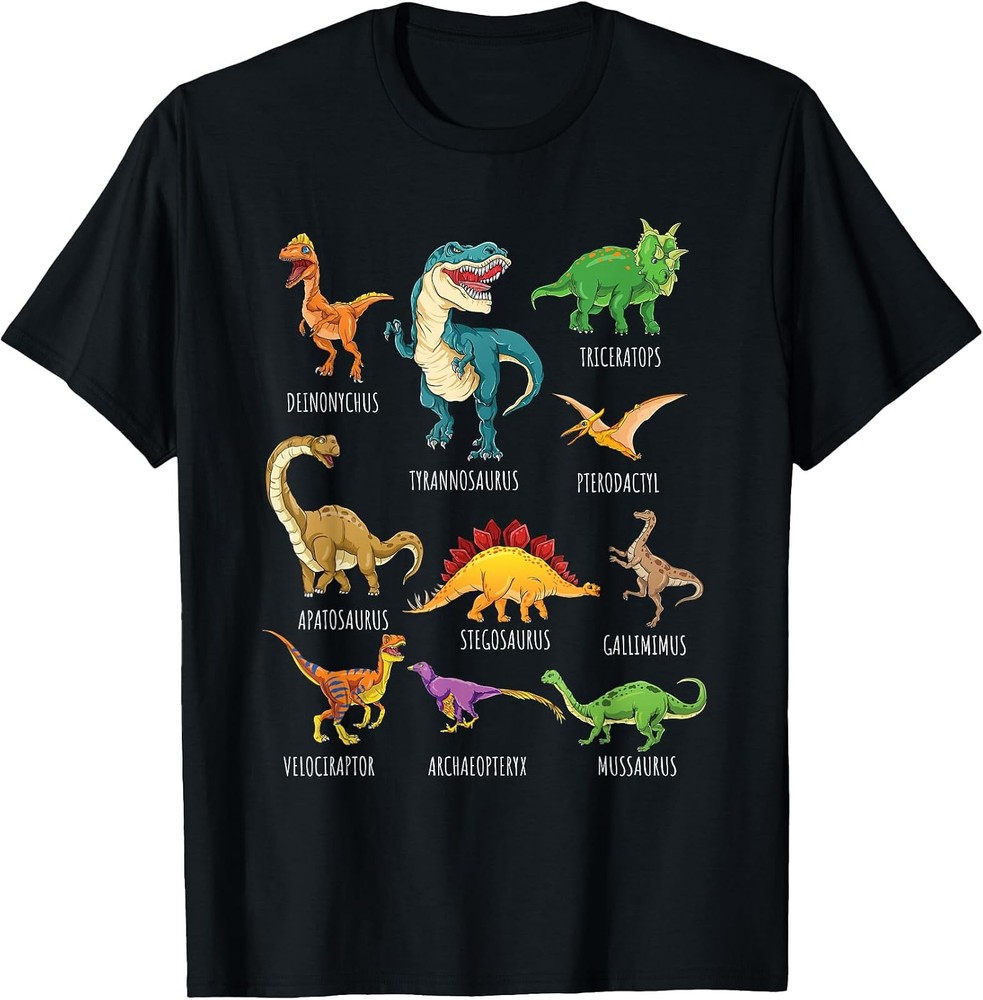Dinosaur Identification Graphic Tee – Small Size T-Shirt