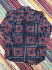 Vintage Paisley Patchwork Printed Cotton Print Shirt Large Bandana Dot Quilt