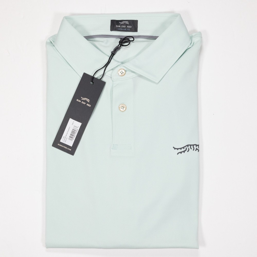 Sun Day Red Refined Pique Solid Polo Shirt XL Tailored Fit Pale Blue NWT