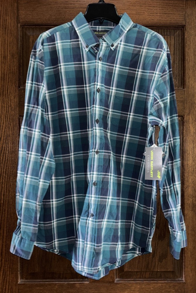 NWT John Bartlett Long Sleeve Button Down Shirt Plaid Men’s Size L NEW $49.50
