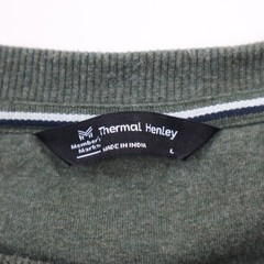Members Mark Thermal Henley Shirt Mens Large Green Waffle Knit Cotton Casual