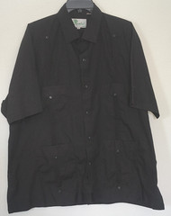 Panabrisa Black Guayabera Shirt Size 1XL Short Sleeve 100% Cotton Pockets slits
