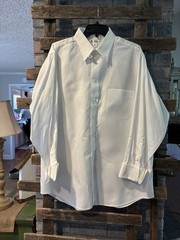 Paul Fredrick Dress Shirt, White, 17X34, Snap Tab Collar, French Cuffs