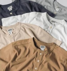 Bronson Men Worker’s T-Shirt Basic Short Sleeve Henley Shirts Cotton Casual Tops