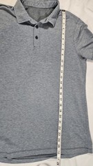 Lululemon Performance Heather Blue Polo Shirt Stretch Mens Small 38 Inch Chest