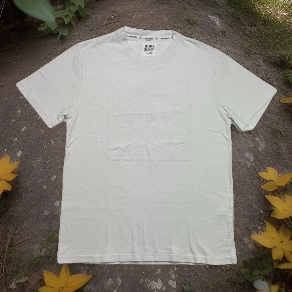 OPENING CEREMONY Men’s Cloud White Embossed Logo T-Shirt $140 Size Medium