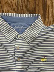 Men’s XL Masters Augusta National Light Blue Striped Performance Golf Polo Angc