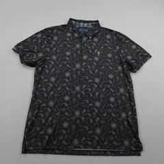 William Murray Polo Shirt Mens XL Black Gray AOP Performance Golf Stretch Flex