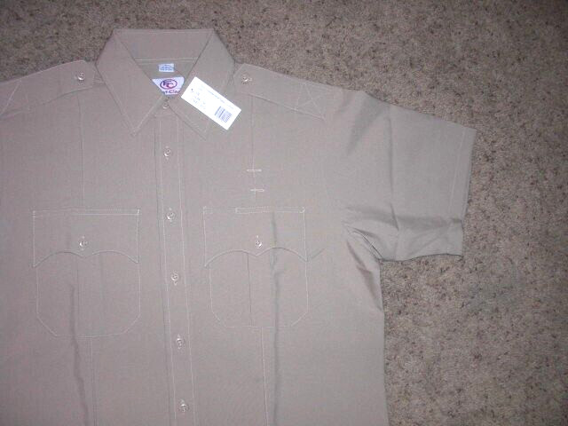 FIRST CLASS tan short sleeve button front uniform shirt Large NEW WITH TAGS NWT