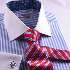 Light Blue Herringbone Contrasst Unique Designed Business Shirt In The Market