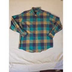 90s Plaid Flannel Button Down Shirt Made in USA XL Teal Purple Grunge Rugged