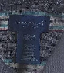 TownCraft Men’s Medium Button-Down Short Sleeve Casual Shirt Blue Plaid