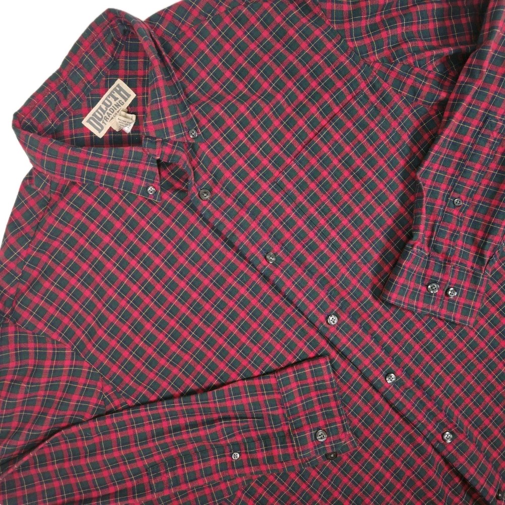 Duluth Trading Duluthflex Highlands Button Down Shirt Mens Large Wool Plaid Red