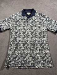 VINTAGE Golf Polo Shirt Mens Medium Geometric Tiki All Over Arizon 90s Old Money