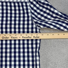 Weird Fish Shirt Men Medium Blue Button Down Gingham Check Long Sleeve