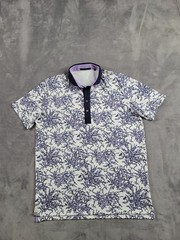 Greyson Golf Polo Men’s Large Dragonfly Garden Arctic White Purple Stretch