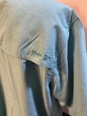 Bimini Bay Men’s SS Button Down Vented Shirt Blue Turquoise Large Polyester