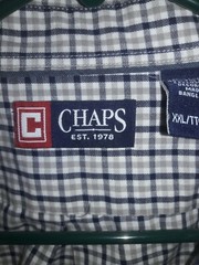 CHAPS XXL Long Sleeve Button Down Twill Shirt Blue Plaid Soft Cotton Polyester