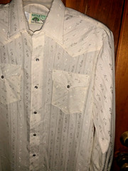 MESQUITE Pear Snap Western Wear Rockabilly Men Jaquard white XL Chest=42 S/M