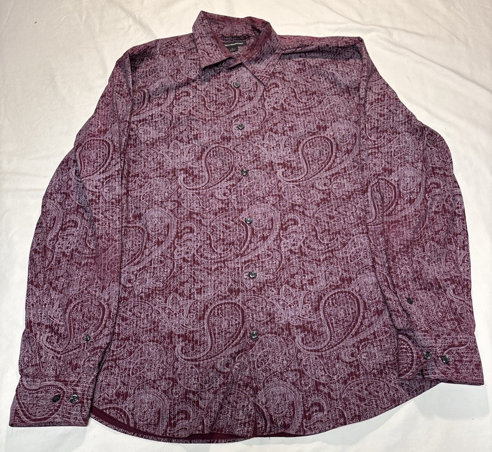 Express Design Studio Long-Sleeve Button Up Shirt L (16-16.5) Maroon