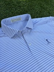 Holderness & Bourne X Pinehurst Polo Shirt Men’s XL Tailored Fit Striped Blue!