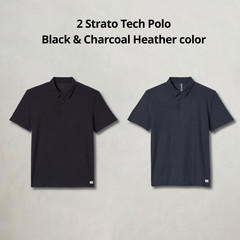 NWT Vuori Men’s Strato Tech Polo – 2 polo shirts – Black & Charcoal Heather
