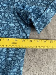 Men’s Medium Short Sleeve Button Fish Jellyfish Octopus Aloha Shirt Blue Ocean