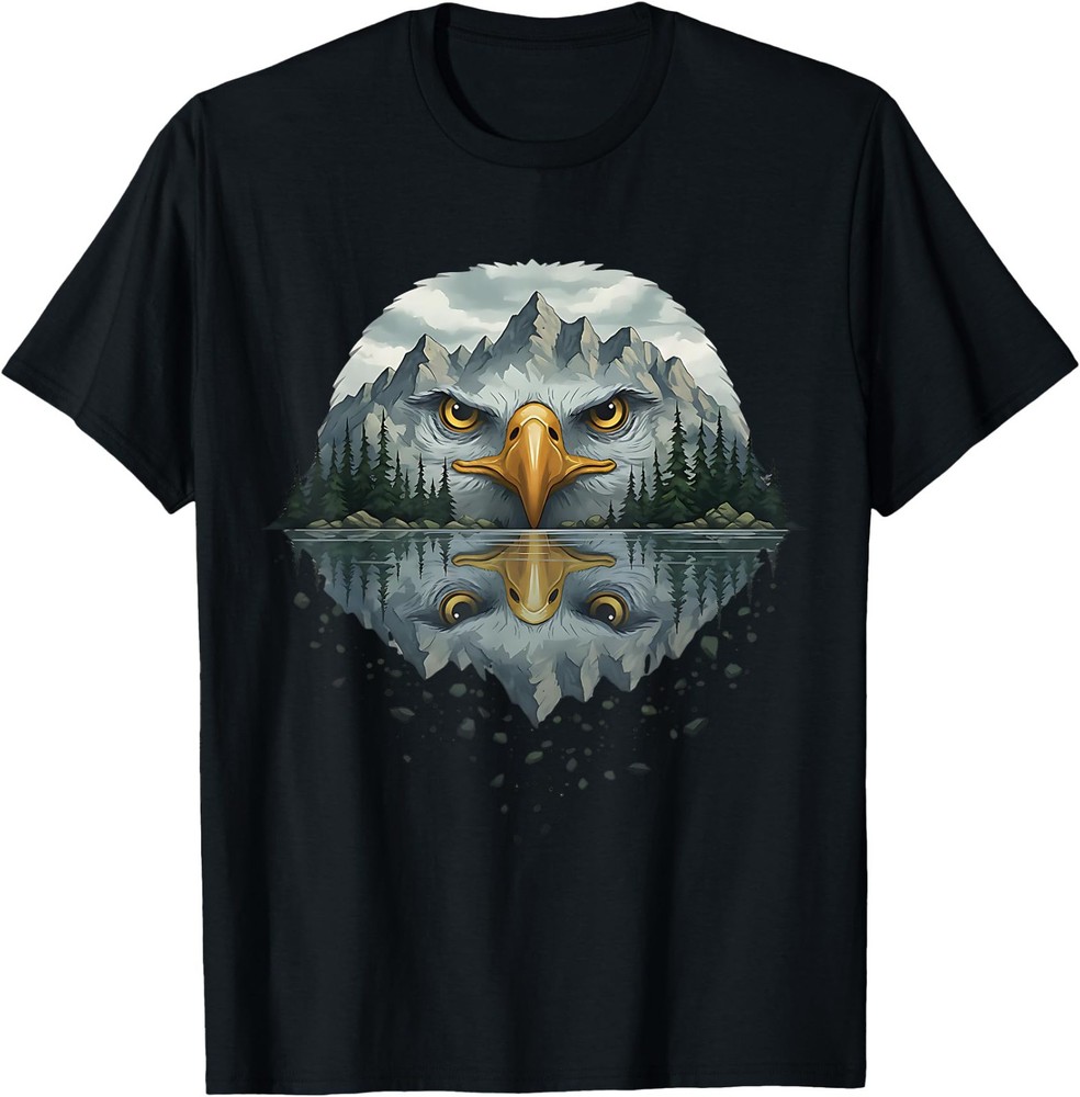 Powerful Eagle Reflection Mountain Wildlife Depth Nature Art T-Shirt