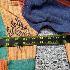 Handmade Nepalese Patchwork Block Print Tunic Shirt Mens Large Blue Orange Boho