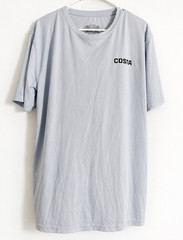 Costa Men’s XL Gray Solid Logo Crew Neck Short Sleeve Polyester T-Shirt
