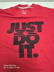 Nike Dri-FIT Just Do It Running Graphic Tee Shirt Men’s Large Double Sided Red