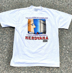 Vintage Dilbert Nerd Tech Nirvana Comics Retro 90s T Shirt Size XL Single Stitch