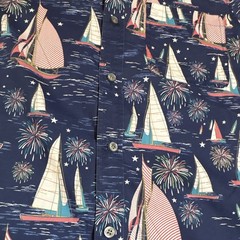 IZOD Men’s Nautical Sailboat Button-Up Shirt Short Sleeve Blue