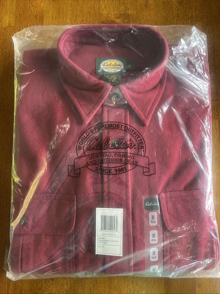 Cabelas Shirt Medium Cranberry Soft Chamois Heavyweight Flannel Workwear NWT