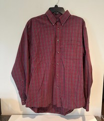 Arrow Quality Durability Button Down Dress Shirt Mens Size L Red Multicolor EUC
