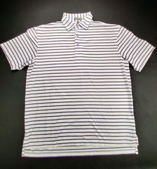 Peter Millar Summer Comfort Men’s M White/Purple/Black Stripe E4 Golf Shirt